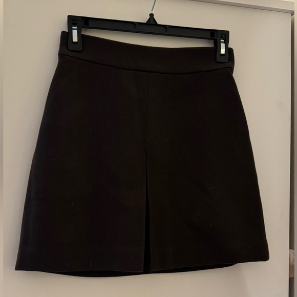 J.Crew Check Pattern Wool Pleated Mini Skirt, Women's Size L wool gray type Vintage Second Hand